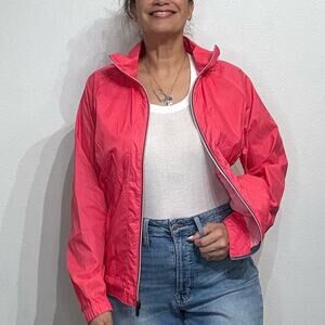 Columbia Pink Stowaway Hood Windbreaker Jacket Sz M